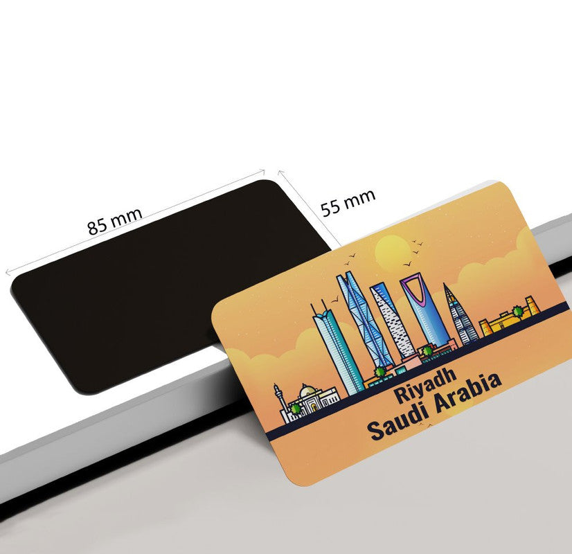 dhcrafts Rectangular Rubber Fridge Magnet / Magnetic Card Orange Saudi Arabia Riyadh Design Pack of 1 (8.6cm x 5.4cm)